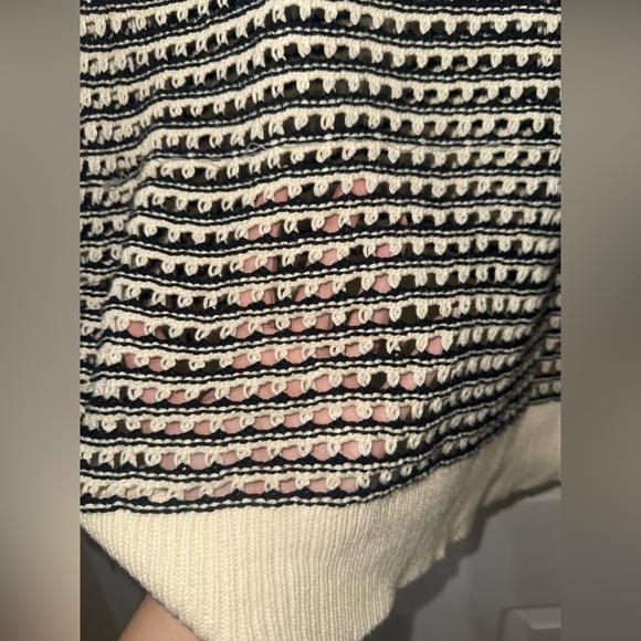 Cream and Black Patterned Crewneck Knit Sweater - Picture 3 of 6